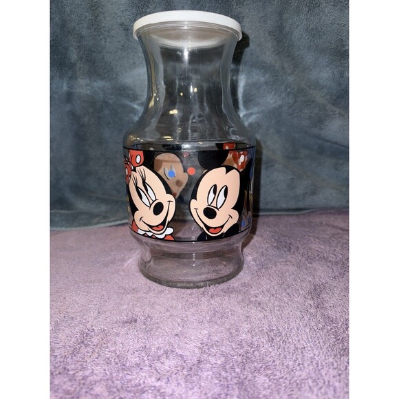 Vintage Disney Juice Carafe 48 ounces Mickey And Friends Glass collectible - Picture 1 of 6